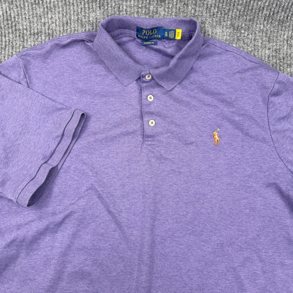 Polo Ralph Lauren Polo Mens XL Purple Classic Fit Short Sleeve Pony Logo